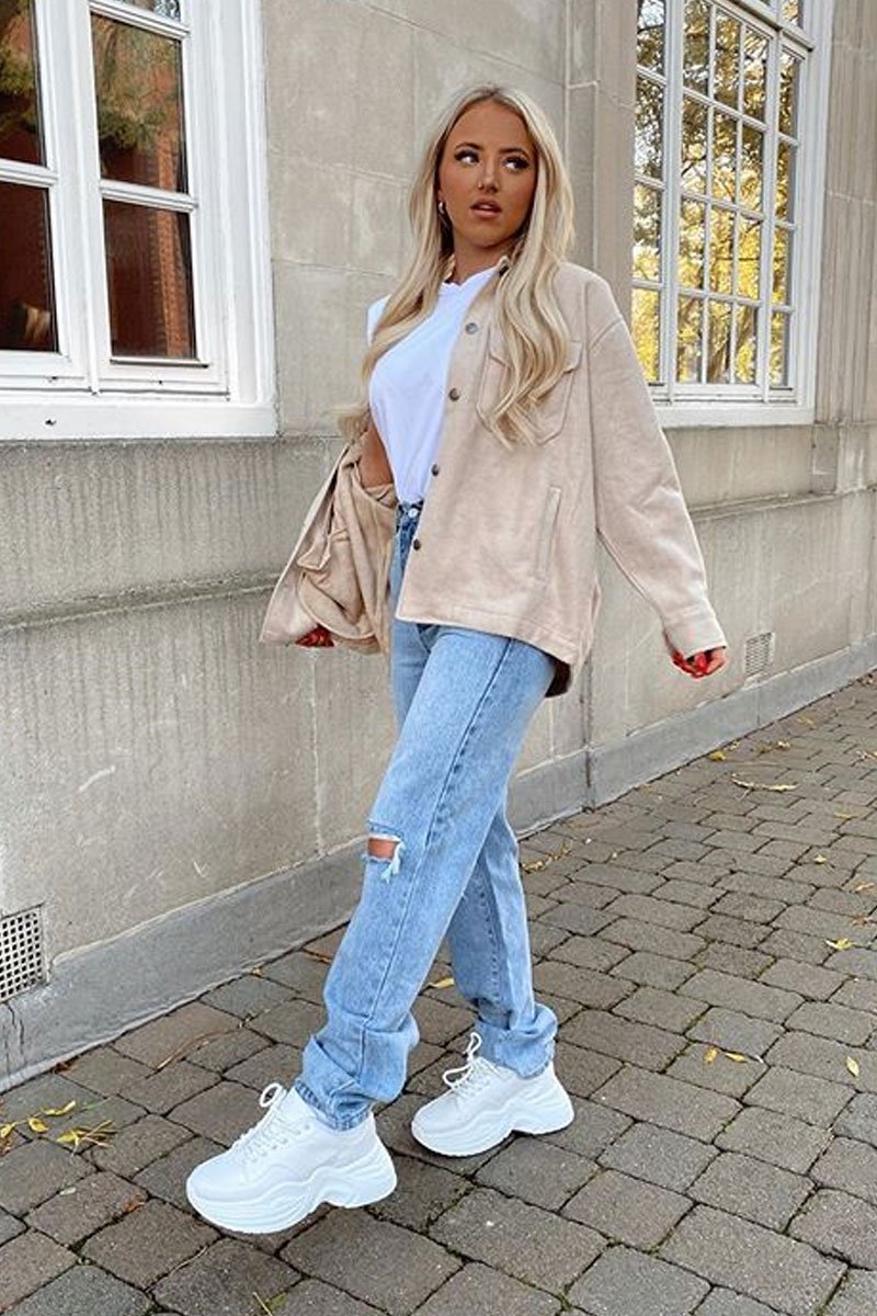 Stone Pocket Oversized Brushed Shacket - Caley-Shacket