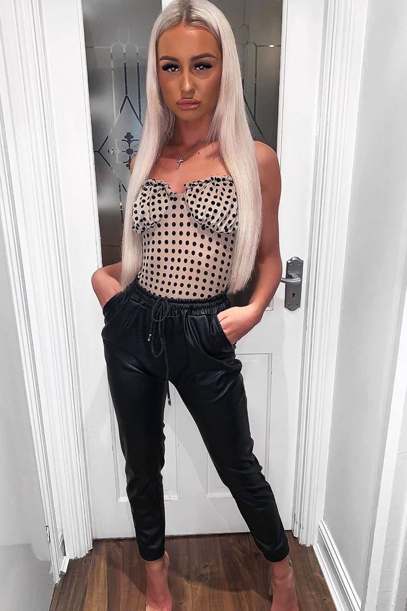 Stone Polka Dot Cup Detail Bodysuit - Bowen-Bodysuits