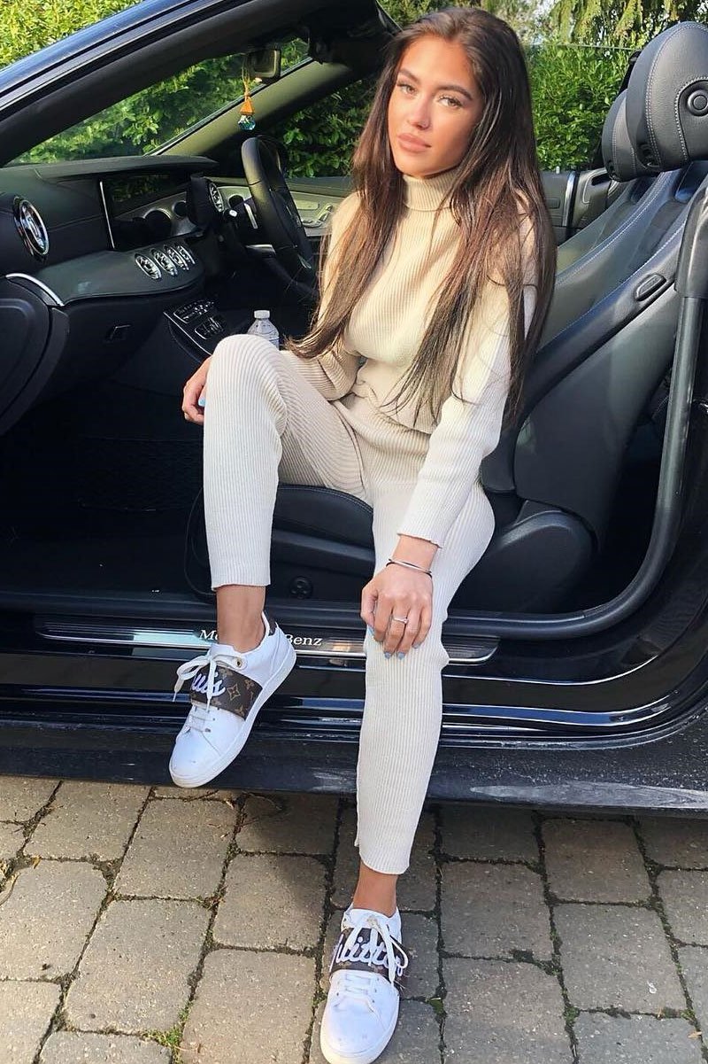 Stone Rib Crop Jumper Loungewear Set - Ayriana-Loungewear