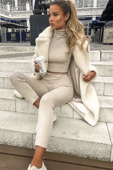 Stone Rib Crop Jumper Loungewear Set - Ayriana-Loungewear