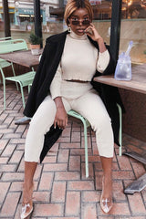 Stone Rib Crop Jumper Loungewear Set - Ayriana-Loungewear