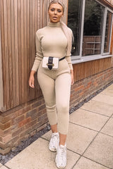 Stone Rib Crop Jumper Loungewear Set - Ayriana-Loungewear