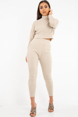 Stone Rib Crop Jumper Loungewear Set - Ayriana-Loungewear