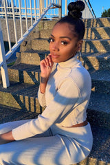 Stone Rib Crop Jumper Loungewear Set - Ayriana-Loungewear
