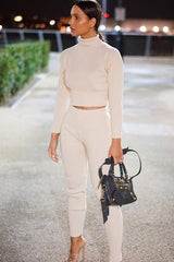 Stone Rib Crop Jumper Loungewear Set - Ayriana-Loungewear