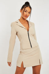 Stone Ring Zip Front Blazer - Brooklyn-Blazers