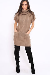 Stone Roll Neck Jumper Dress - Catrina-Dresses
