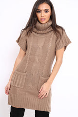 Stone Roll Neck Jumper Dress - Catrina-Dresses