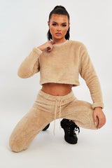 Stone Round Neck Teddy Sweatshirt - Delsie-Sweatshirts