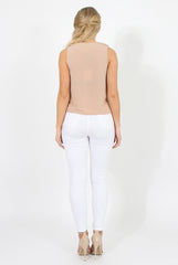 Stone Ruffle Collar V Neck Top - Cassie-Tops