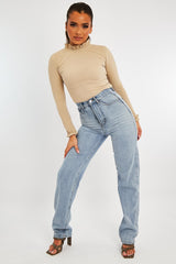 Stone Ruffle Neck Bodysuit - Trudy-Bodysuits