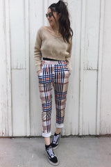 Stone V Neck Off Shoulder Knitted Cropped Jumper - Kirby-Crop Jumper