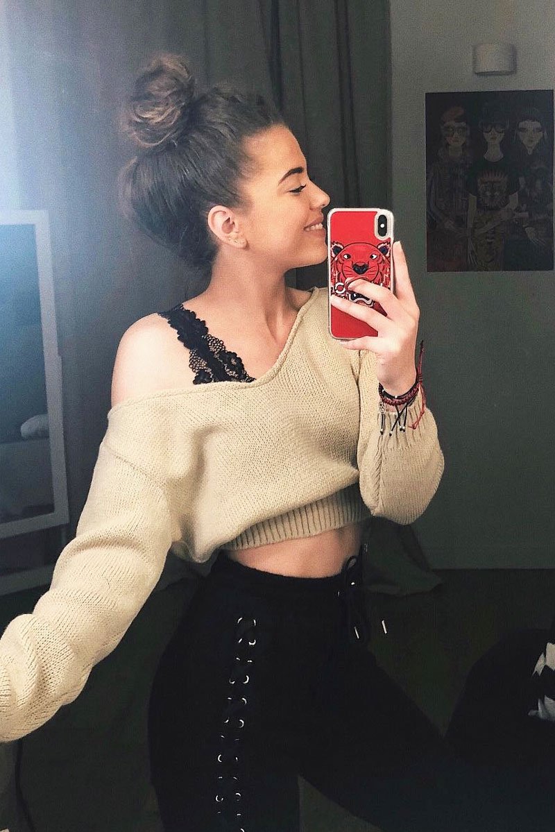 Stone V Neck Off Shoulder Knitted Cropped Jumper - Kirby-Crop Jumper