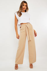 Stone Waist Cut Out Wide Leg Trousers - Adela-Trousers