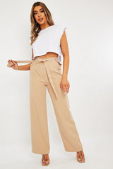 Stone Waist Cut Out Wide Leg Trousers - Adela-Trousers