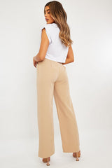 Stone Waist Cut Out Wide Leg Trousers - Adela-Trousers
