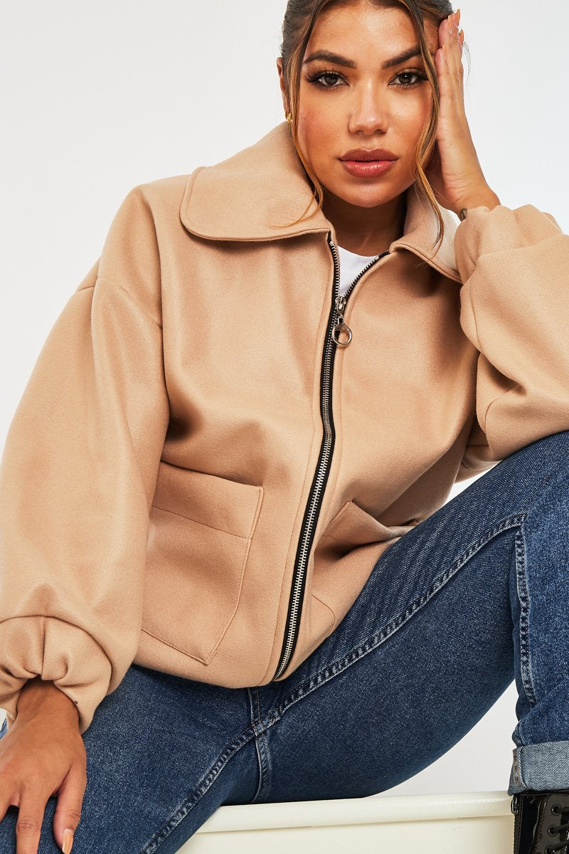 Stone Zip Front Side Pocket Shacket - Lima-Shacket