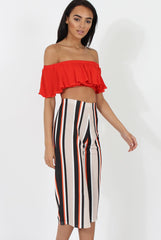 Stone and Black Stripe Culotte - Margo-Trousers