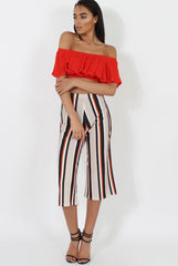 Stone and Black Stripe Culotte - Margo-Trousers