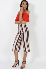 Stone and Black Stripe Culotte - Margo-Trousers