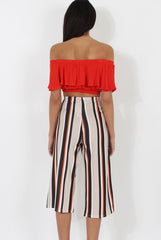 Stone and Black Stripe Culotte - Margo-Trousers