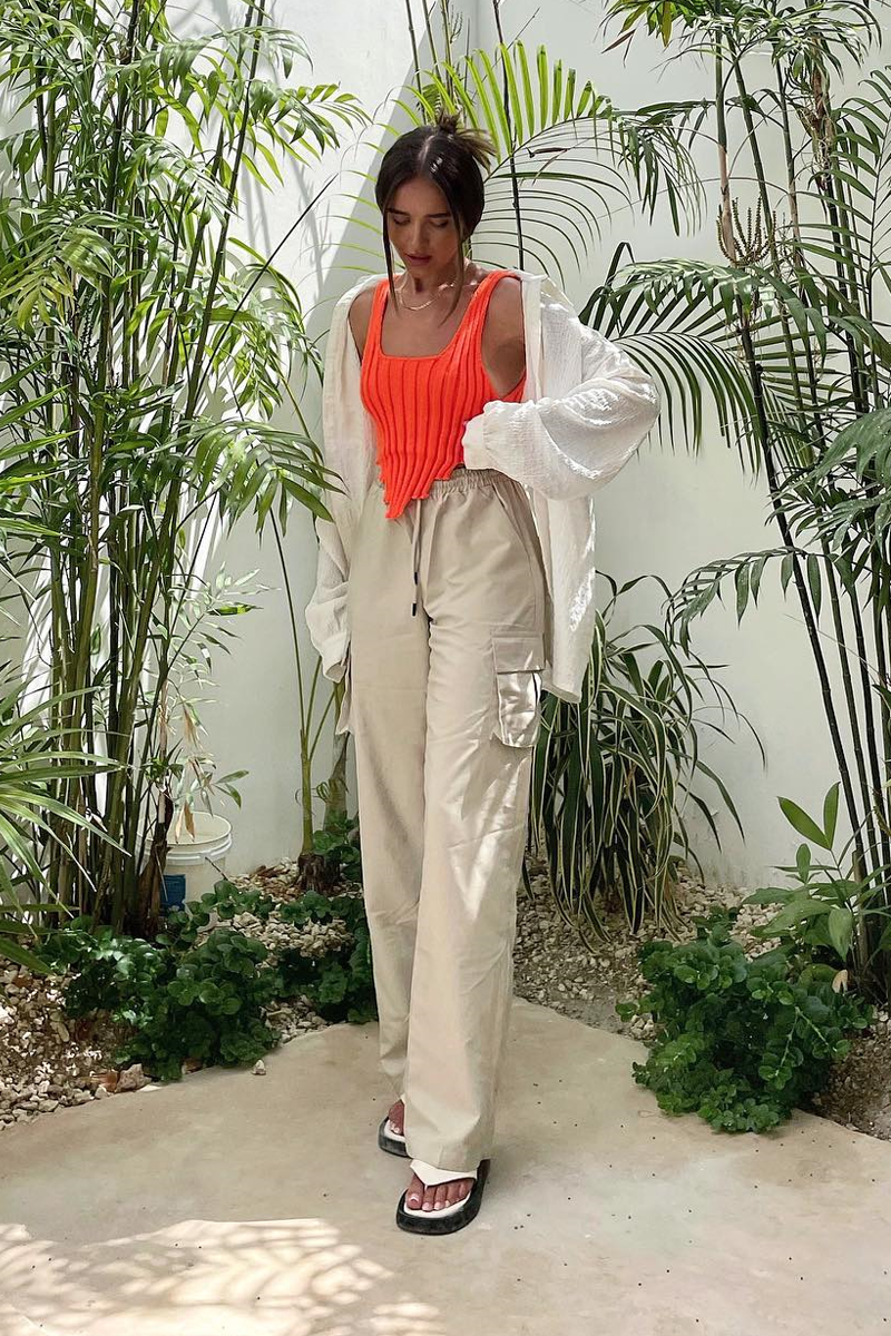 Orange Distressed Knit Crop Top - Dani