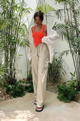 Orange Distressed Knit Crop Top - Dani