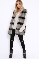 Stripe Faux Fur Gilet - Neena-Jackets