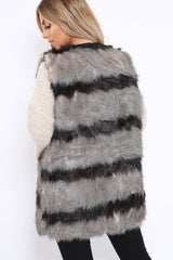 Stripe Faux Fur Gilet - Neena-Jackets