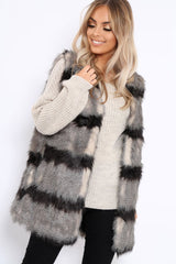 Stripe Faux Fur Gilet - Neena-Jackets