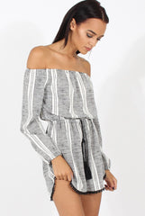 Stripe Off The Shoulder Playsuit - Abigail-Playsuits