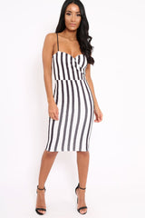 Stripe Wrap Front Bodycon Dress - Tiniqua-Dresses