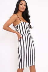 Stripe Wrap Front Bodycon Dress - Tiniqua-Dresses