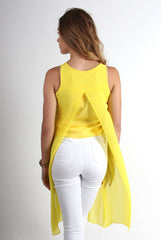 Summer Yellow Side Split Top-Tops