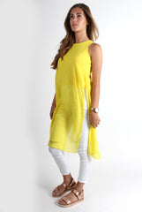 Summer Yellow Side Split Top-Tops