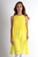 Summer Yellow Side Split Top-Tops