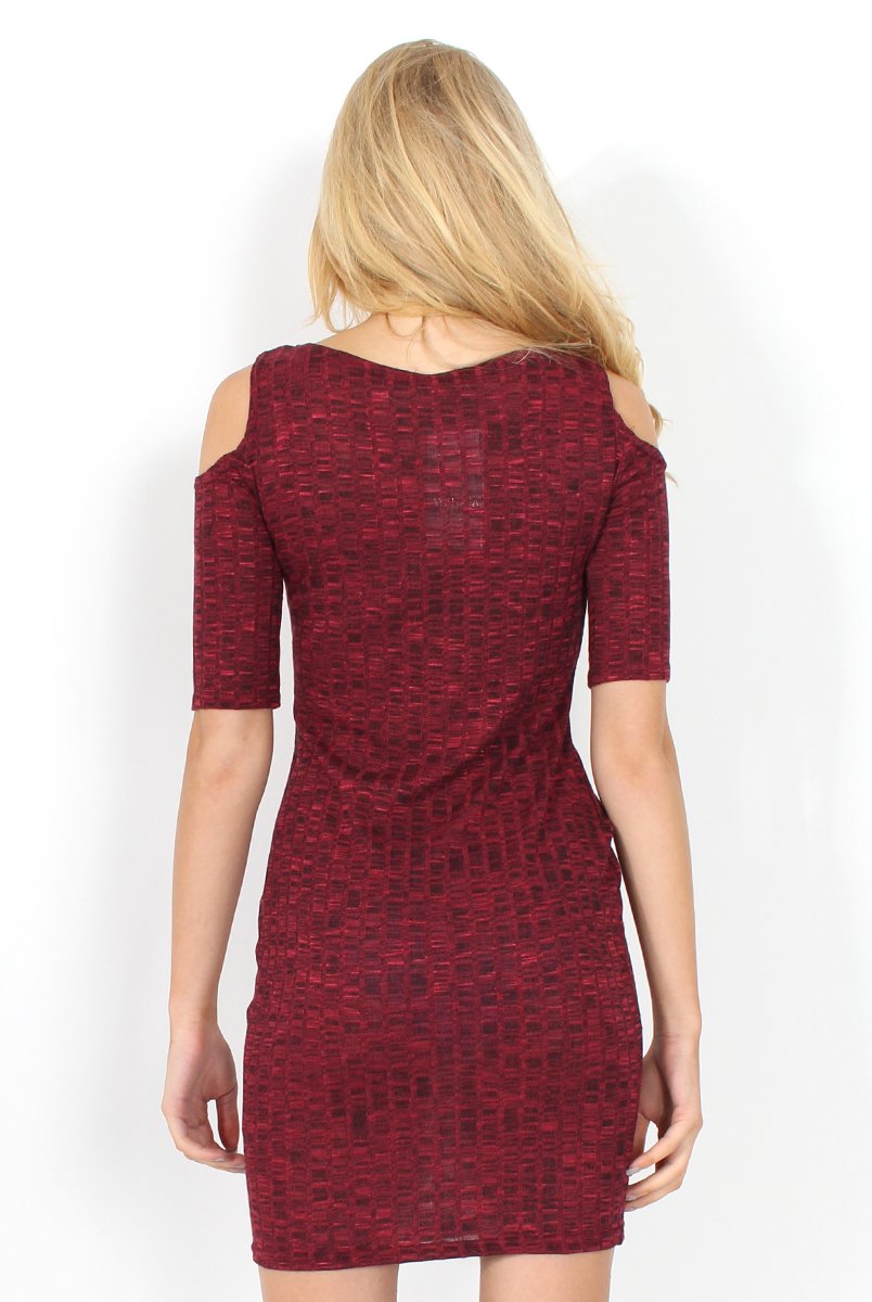 Suzie Wine Tie Up Cut Out Shoulder Dress-Dresses