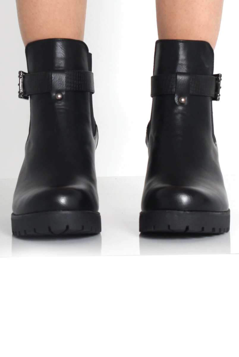 Tabia Black Chunky Heel Boots-Boots