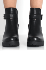 Tabia Black Chunky Heel Boots-Boots