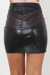 Tabitha Black Snakeskin Skirt-Skirts