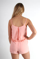 Tammy Pink Tassel Playsuit-Playsuits
