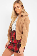 Tan Borg Cropped Bomber Jacket - Heidy-Jackets