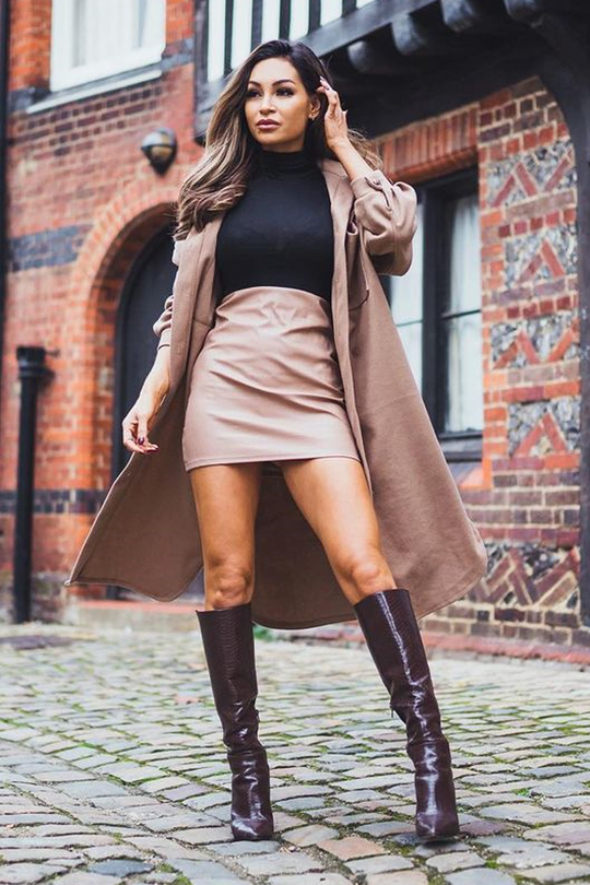 Tan Croc PU Leather Mini Skirt - Shane