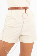 Tan Faux Croc Ring Chain Belt - Florice-Belts