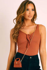 Tan Faux Leather Micro Mini Bag - Cailee-Bags