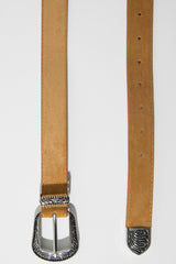 Tan Faux Suede Western Buckle Belt - Rayhana-Belts