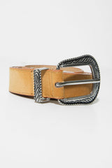 Tan Faux Suede Western Buckle Belt - Rayhana-Belts