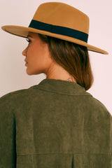 Tan Felt Ribbon Detail Fedora Hat - Jasper-Hats