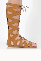Tan Gladiator Tie Up Sandals - Fergie-Sandals