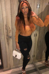 Tan Long Sleeve Button Front Milkmaid Crop Top - Gillie-Crop Tops